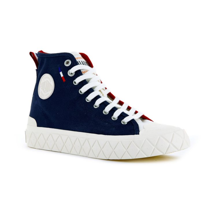 Palladium Palla Ace καμβα High Tops Sneakers ανδρικα σκουρο μπλε κοκκινα | RJVM05842