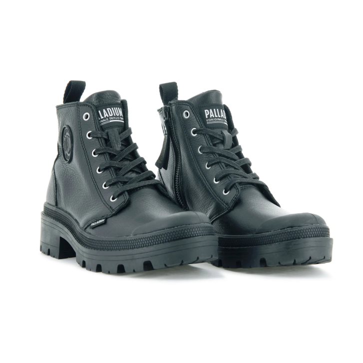 Palladium Pallabase Leather Boots γυναικεια μαυρα | CSDB82059