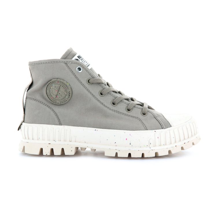 Palladium Pallashock Mid Organic Boots ανδρικα ανοιχτο γκρι | UPOM14938