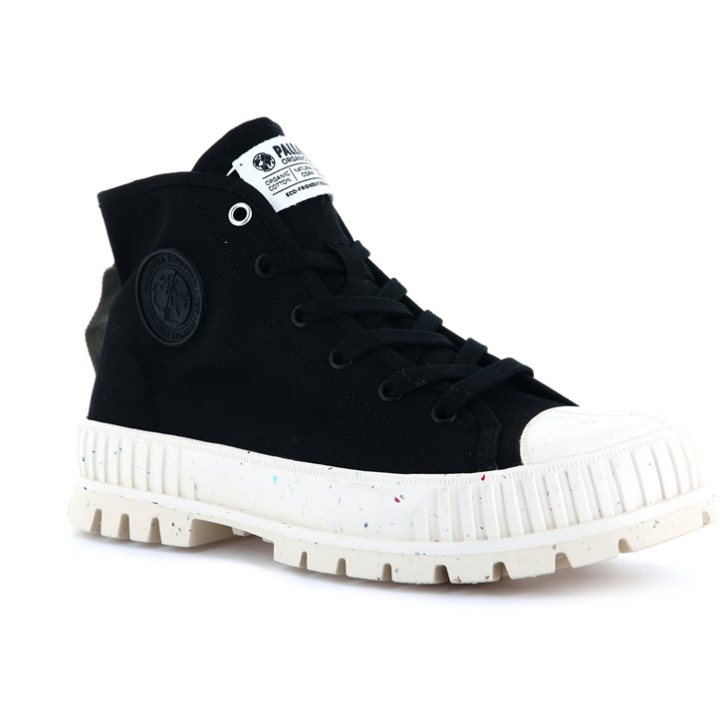 Palladium Pallashock Mid Organic Boots ανδρικα μαυρα | ZCHW69037