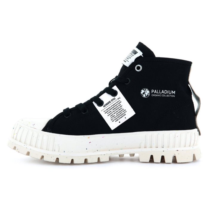 Palladium Pallashock Mid Organic Boots ανδρικα μαυρα | ZCHW69037