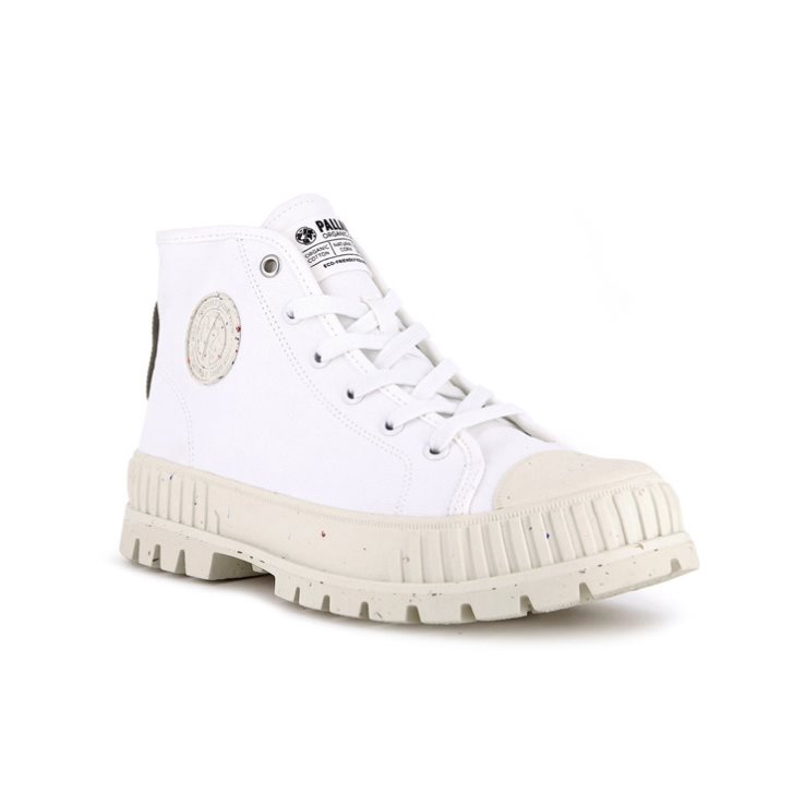 Palladium Pallashock Mid Organic Boots γυναικεια ασπρα | QAUL17293