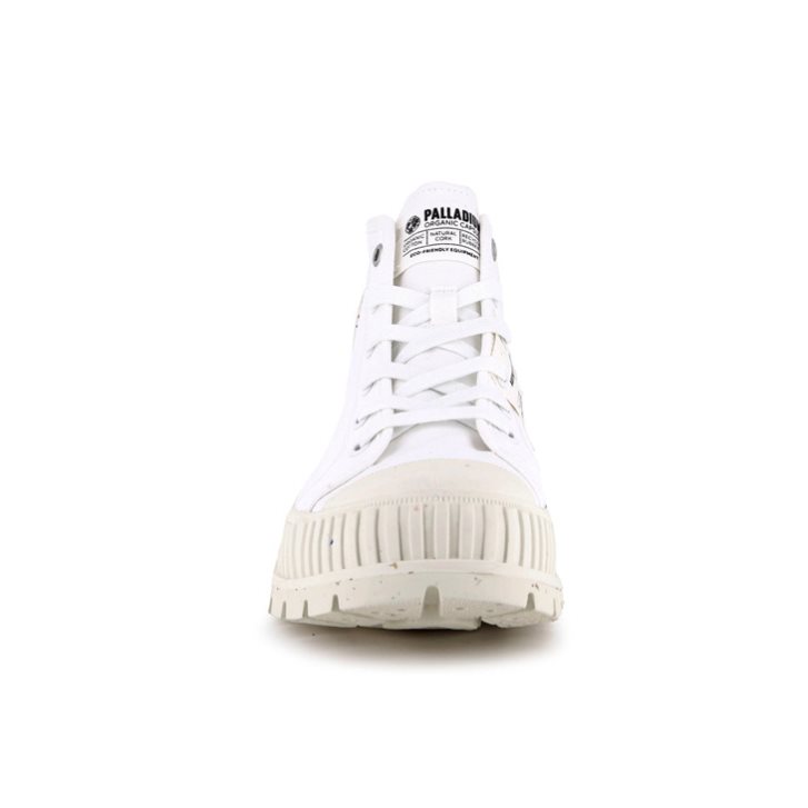 Palladium Pallashock Mid Organic Boots γυναικεια ασπρα | QAUL17293