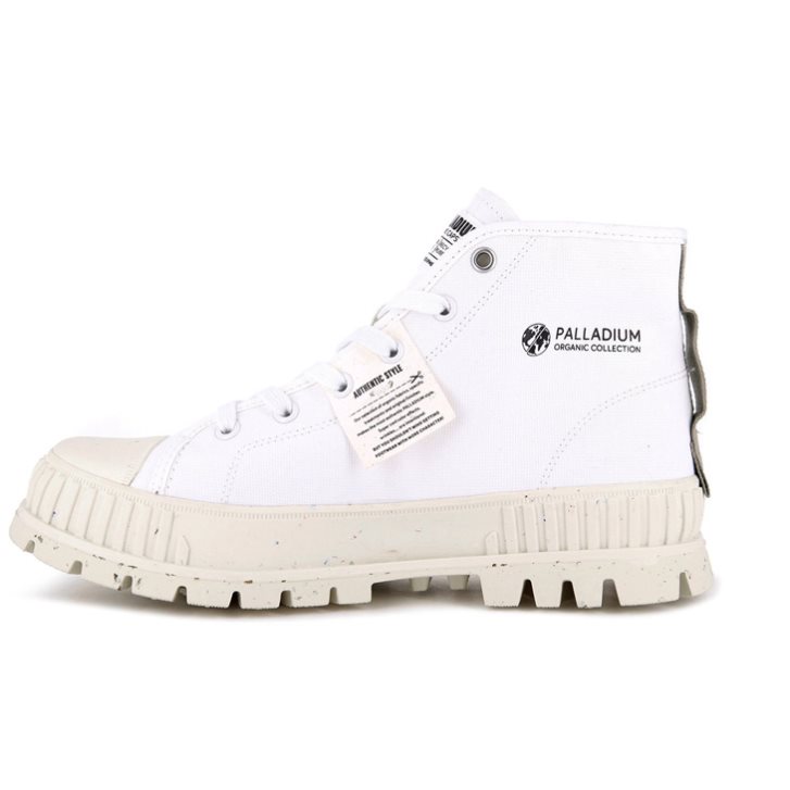 Palladium Pallashock Mid Organic Boots γυναικεια ασπρα | QAUL17293