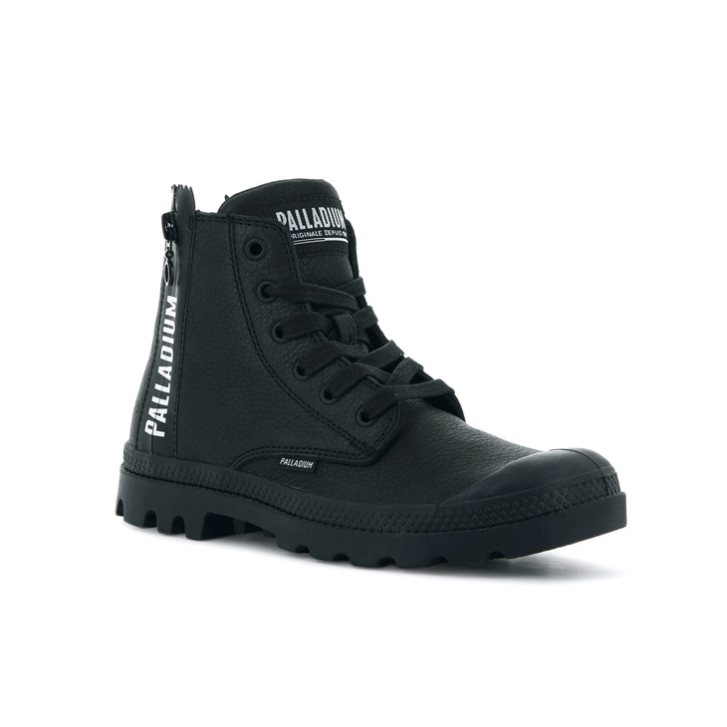 Palladium Pampa Ubn Zips Leather Boots γυναικεια μαυρα | ZTXB52873