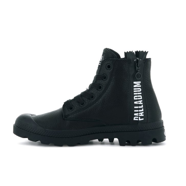 Palladium Pampa Ubn Zips Leather Boots γυναικεια μαυρα | ZTXB52873