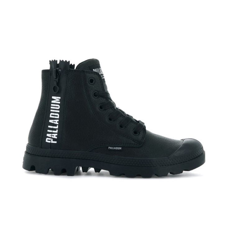 Palladium Pampa Ubn Zips Leather Boots γυναικεια μαυρα | ZTXB52873