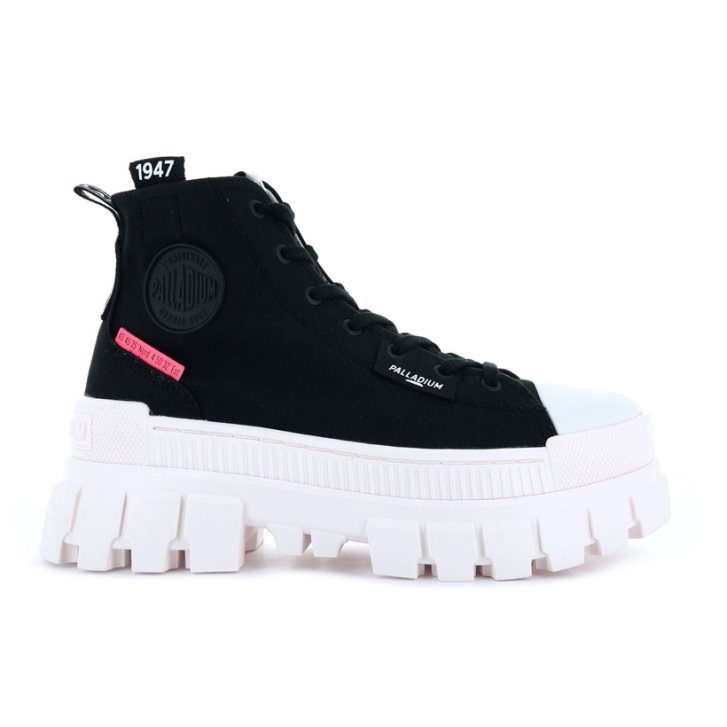 Palladium Revolt Hi TX Platform Shoes γυναικεια μαυρα ασπρα | FKUJ35072