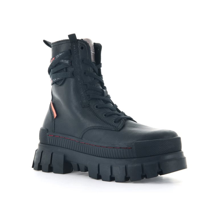 Palladium Revolt Leather Platform Shoes γυναικεια μαυρα | OWZK93154