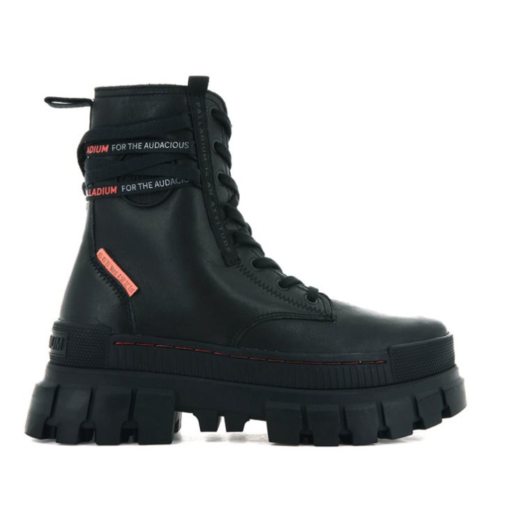 Palladium Revolt Leather Platform Shoes γυναικεια μαυρα | OWZK93154