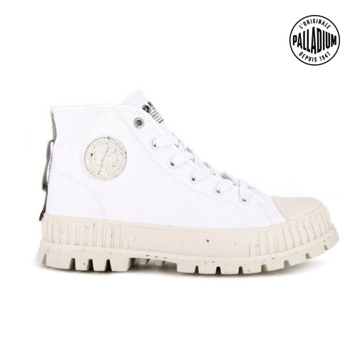 Palladium Pallashock Mid Organic Boots ανδρικα ασπρα | UBHN16840