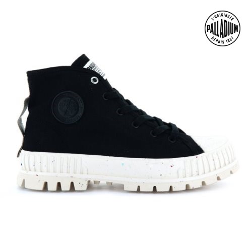 Palladium Pallashock Mid Organic Boots ανδρικα μαυρα | ZCHW69037
